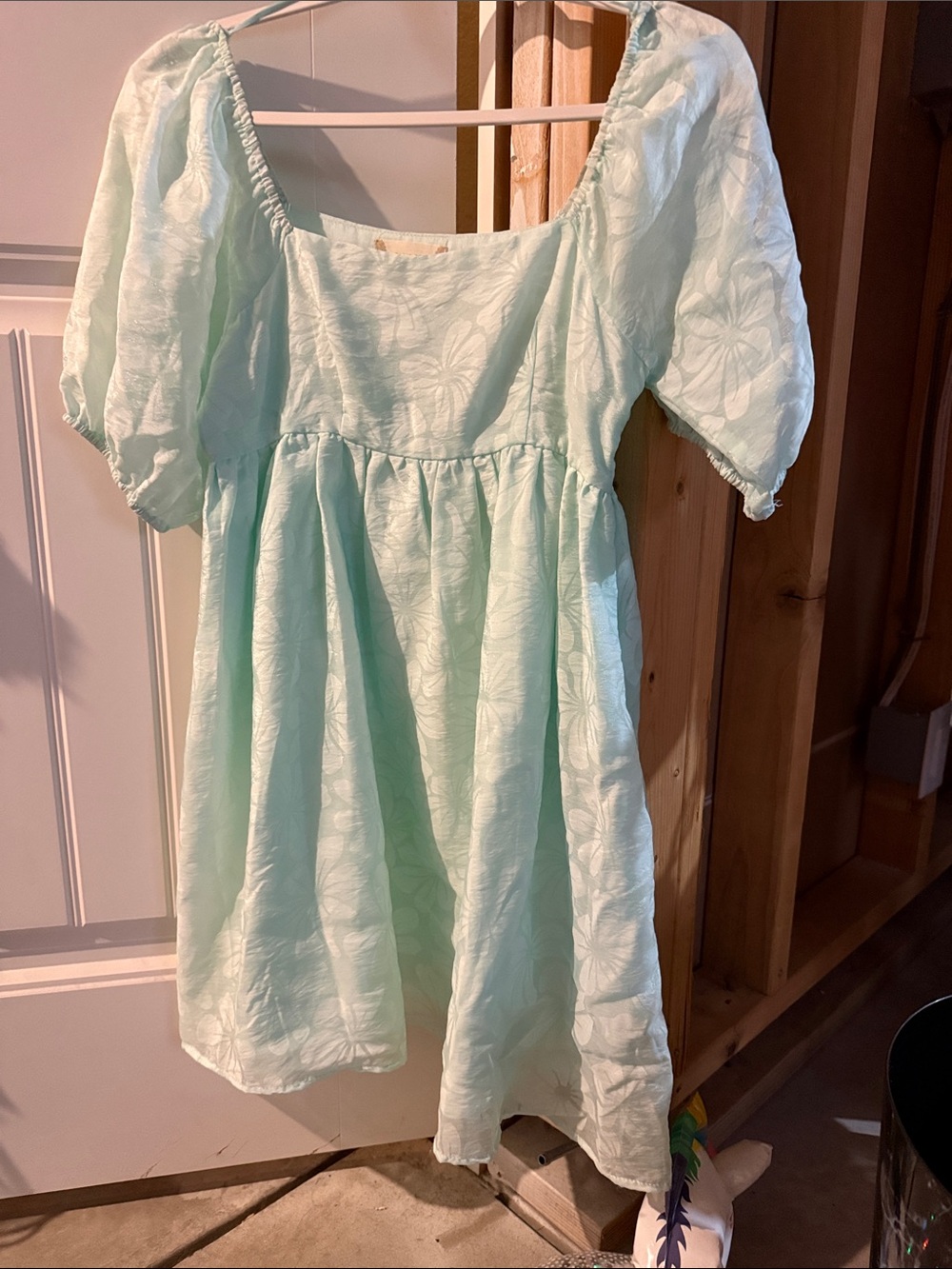 Altar'd State Mint Puff Sleeve Floral Dress